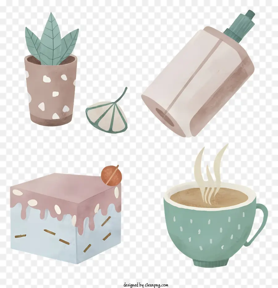 Coffee Taza，Diseño De Rosa PNG