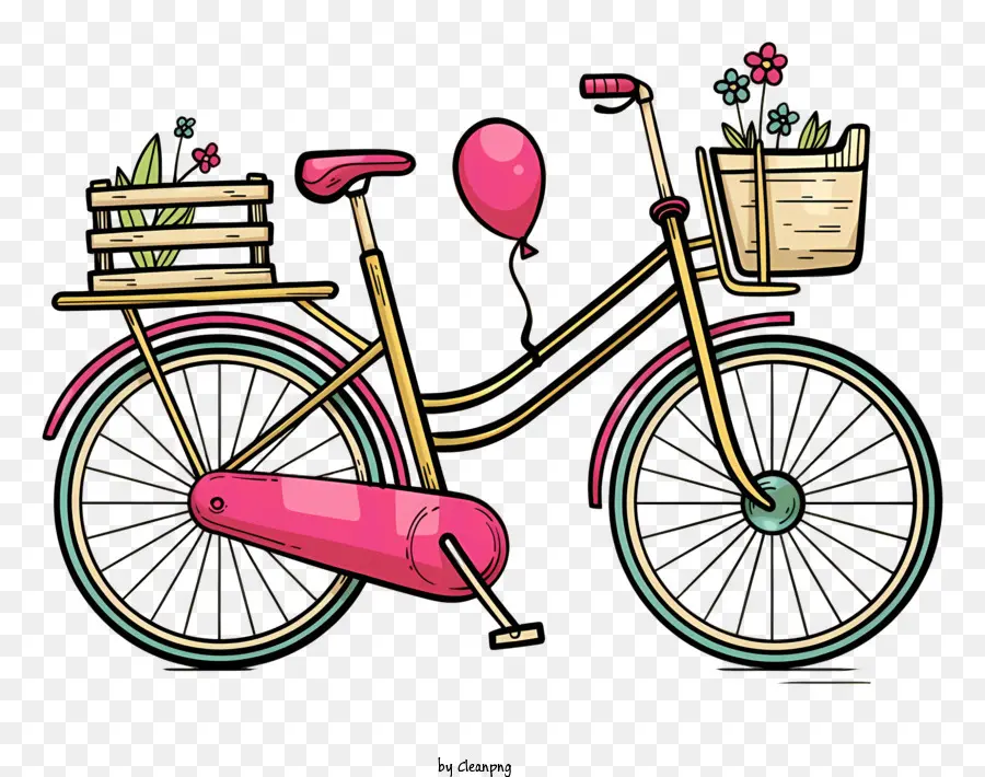 Bicicleta，Flores PNG