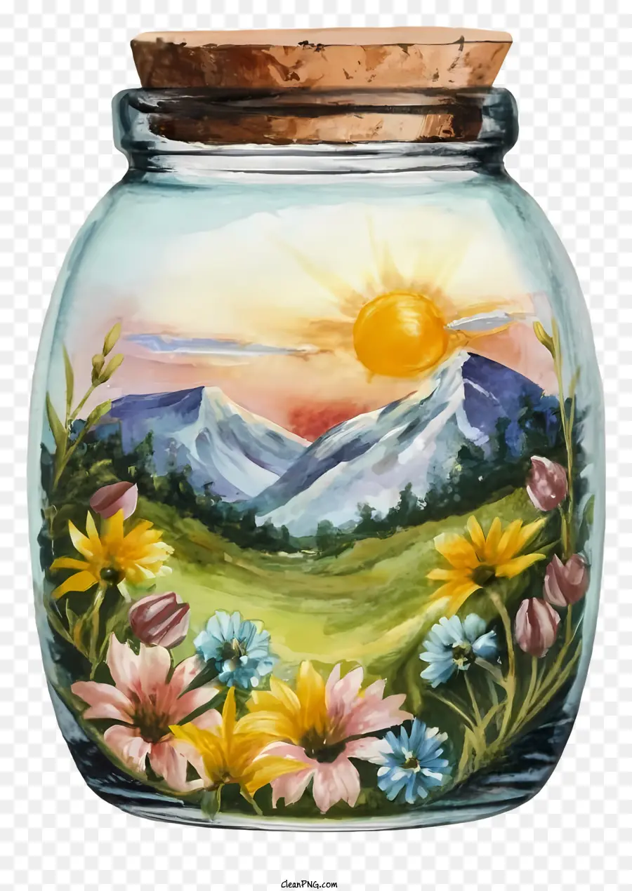 Pintura De Flores，Sol En Tarro PNG