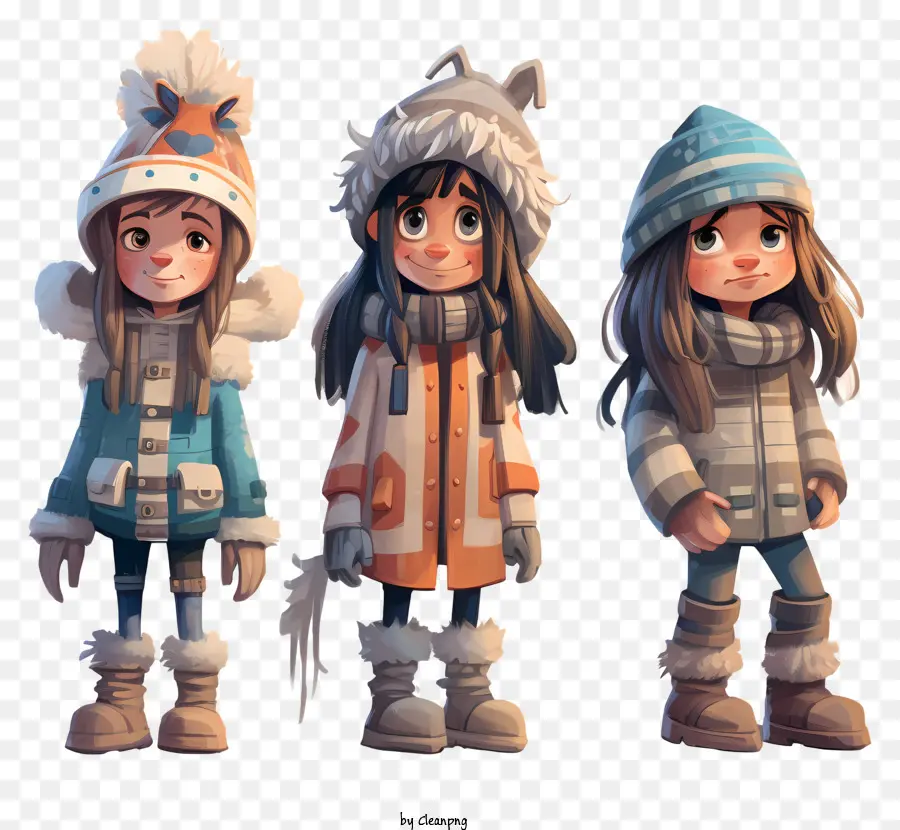 Ropa De Invierno，Tres Personajes De Invierno PNG