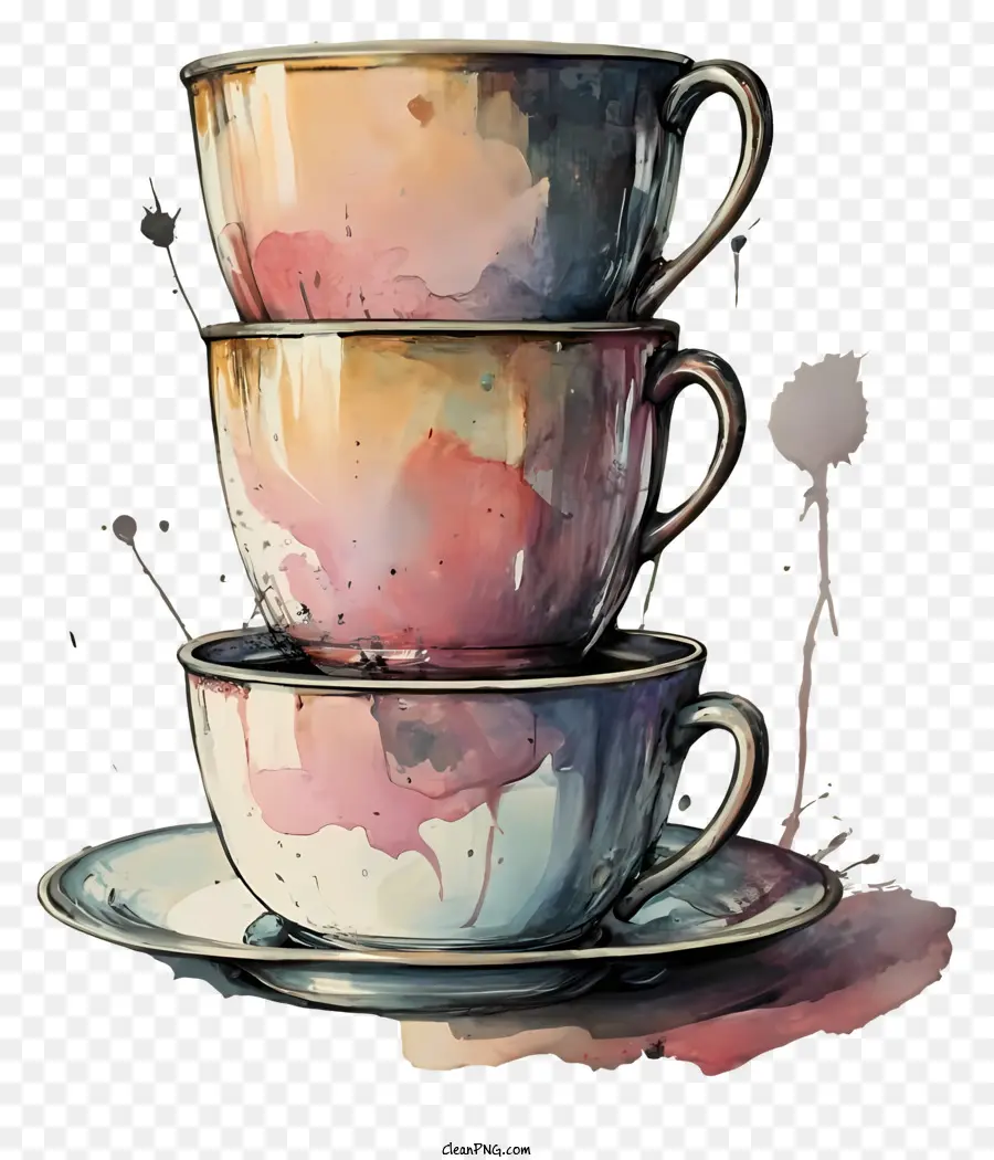 Tazas De Té，Tazas De Té Apiladas PNG