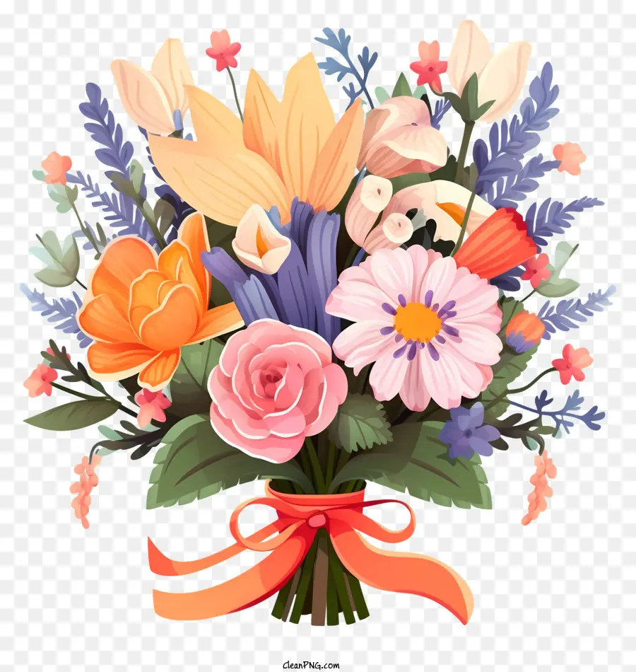 Bouquet Of Flowers，Rosa Y Flores De Naranja PNG