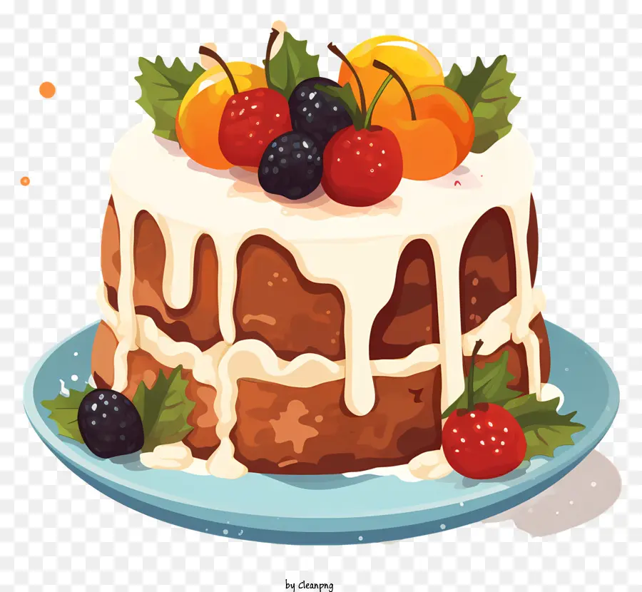 Decoración De Pasteles，Pastel Con Frutas PNG