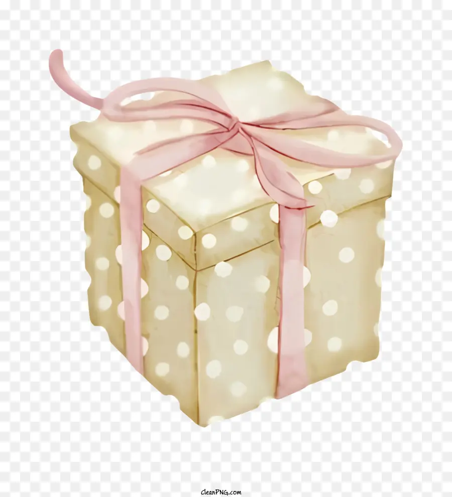 Acuarela De La Caja De Regalo，Polka De Color Rosa Y Beige PNG