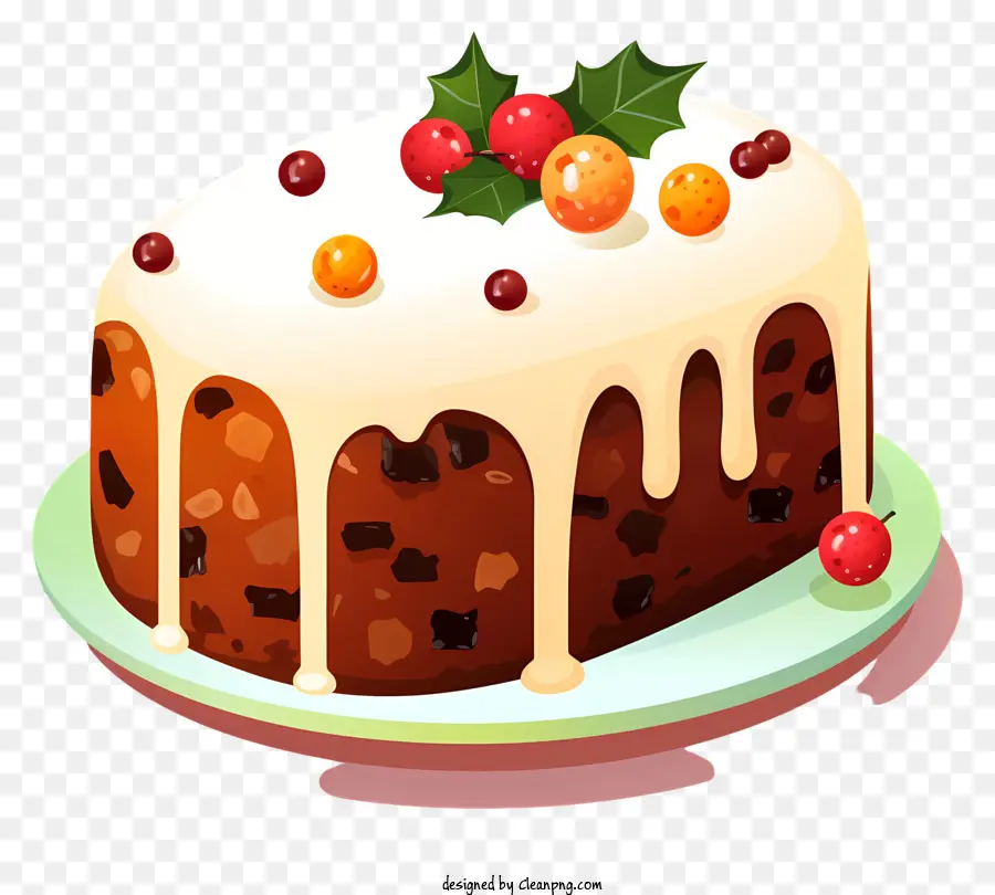 Pastel De Fruta De Navidad，Pastel De Vainilla PNG