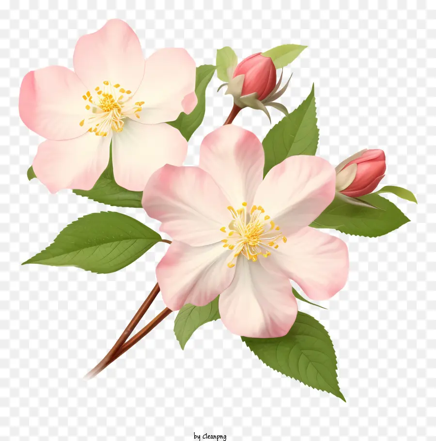 Flor De Manzana Rosa，Rama De árbol PNG