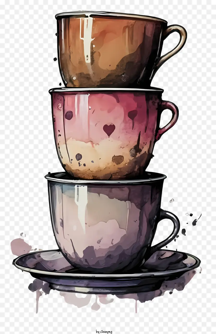 Tazas De Té，Pintura A La Acuarela PNG