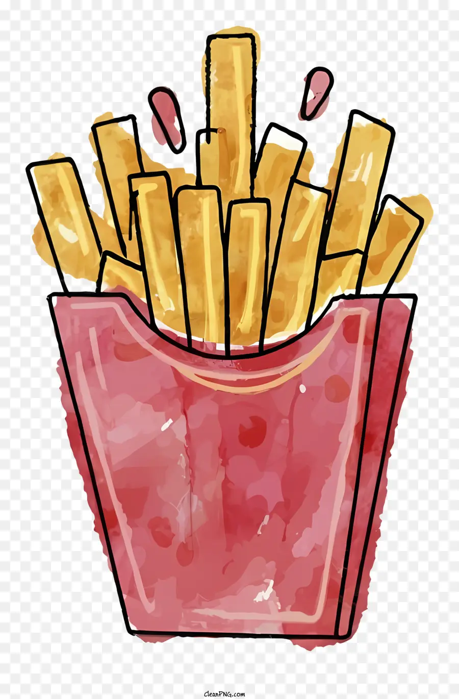 Cesta De Plástico Roja，Papas Fritas PNG