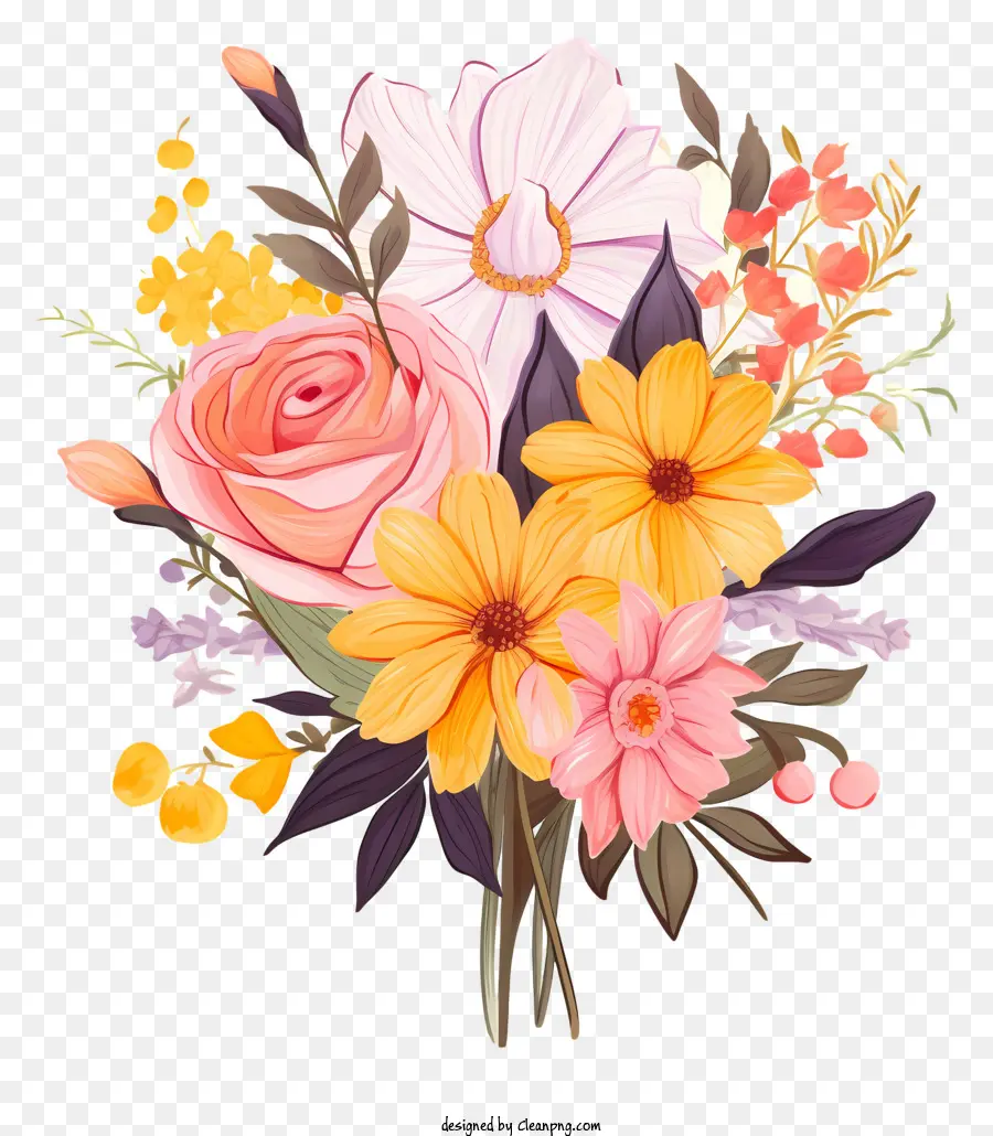 Bouquet Of Flowers，Flores De Color Rosa PNG