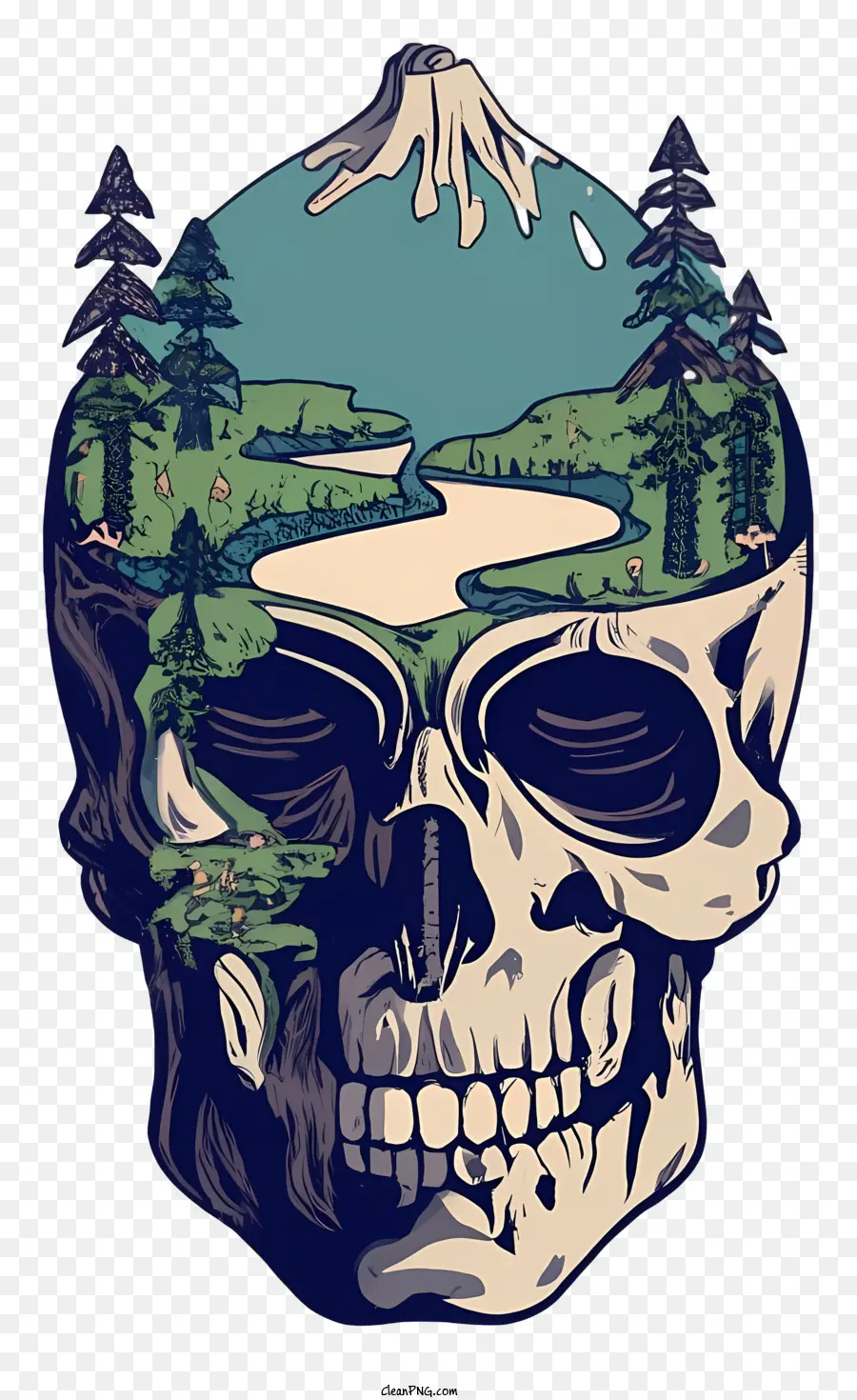 Cráneo，Calavera Con Paisaje PNG