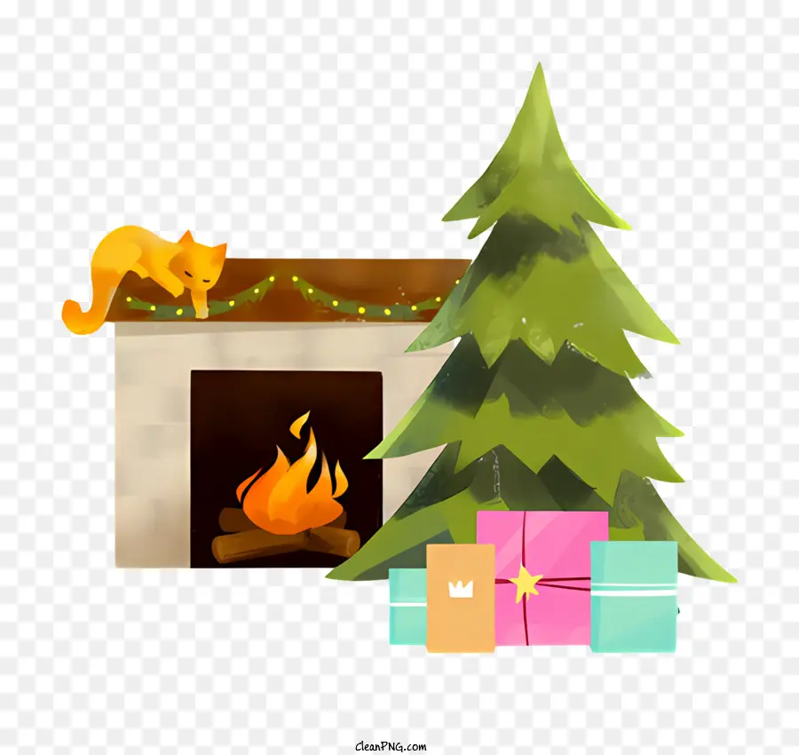 Escena De Navidad，Chimenea PNG