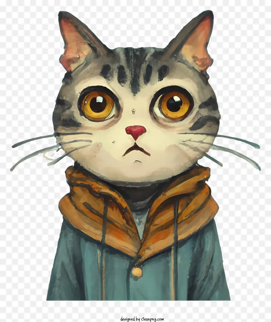 Gato En Chaqueta，Gato Inclinado PNG