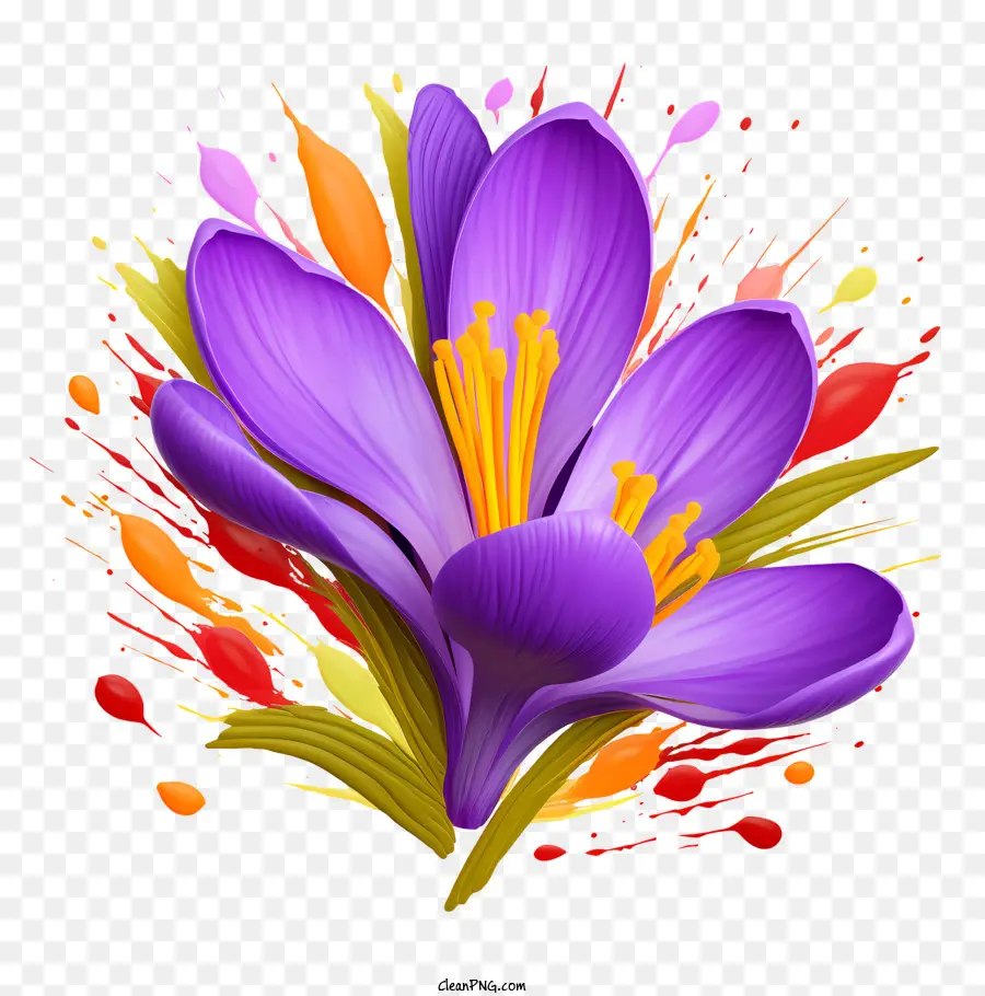 Las Flores De La Primavera，Azafranes De Color Púrpura PNG