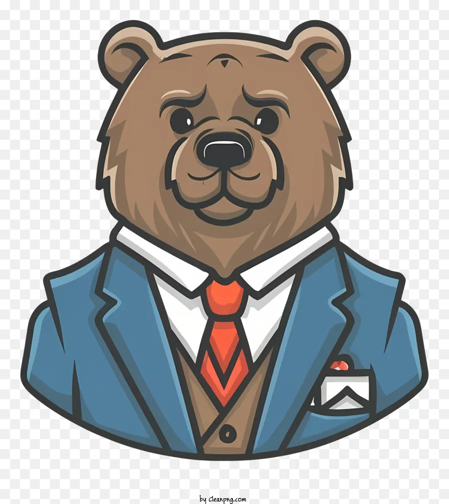 Bear En Un Traje De Negocios，Corbata Roja PNG