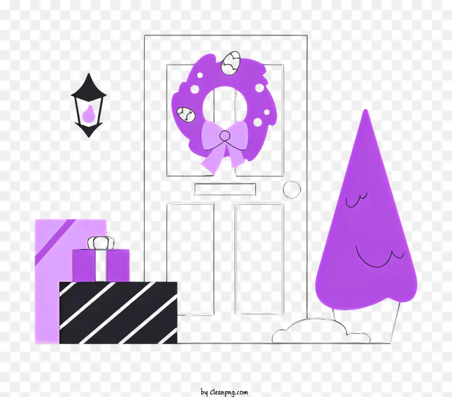 Corona De Navidad，Puerta Púrpura PNG