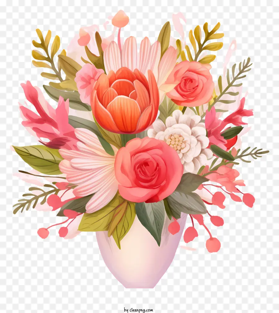 Ramo De Flores，Flores Blancas Y Rosas PNG