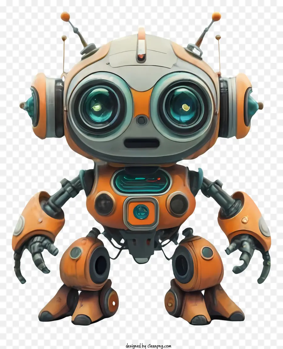 Robot De Dibujos Animados，Ojos Grandes PNG