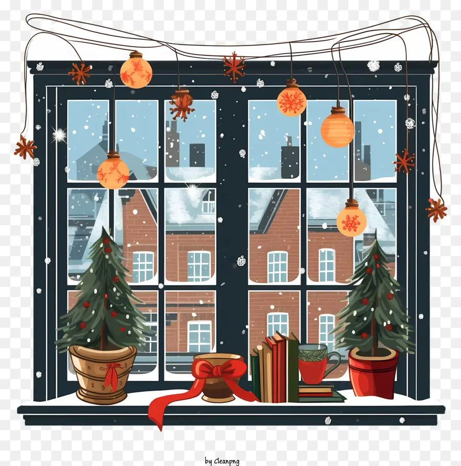 Escena De Invierno，Ventana De Navidad PNG