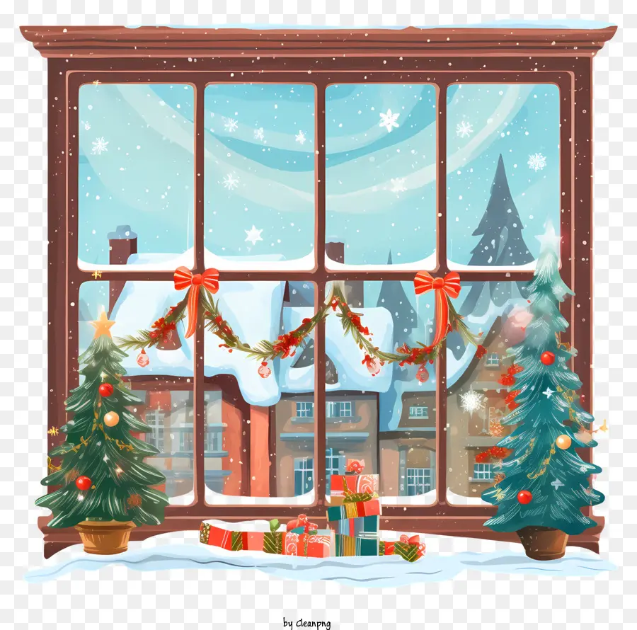 Decoraciones De Navidad，La Visualización De La Ventana PNG