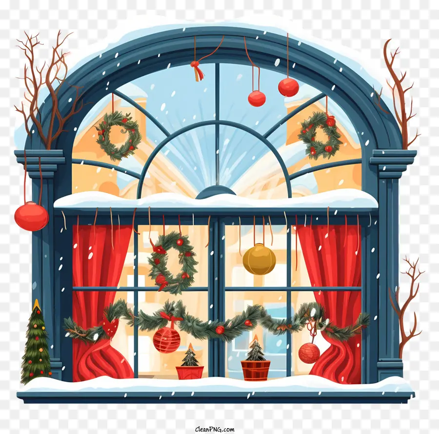 Decoraciones Navideñas，Ventana PNG