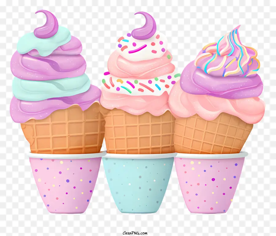 Conos De Helado，Pastelitos Coloridos PNG