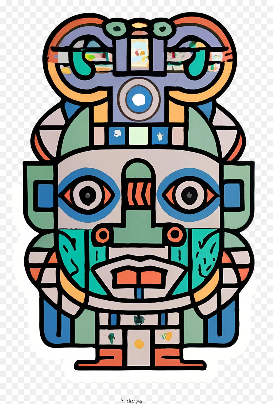 Ilustración Digital，Máscara Azteca PNG