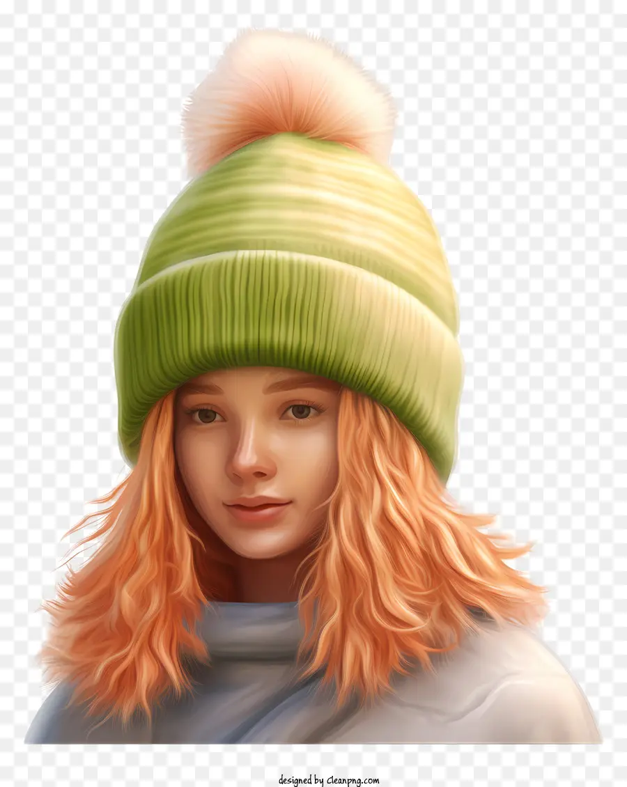 Gorro De Punto Verde，Chica Con Gorro Verde PNG