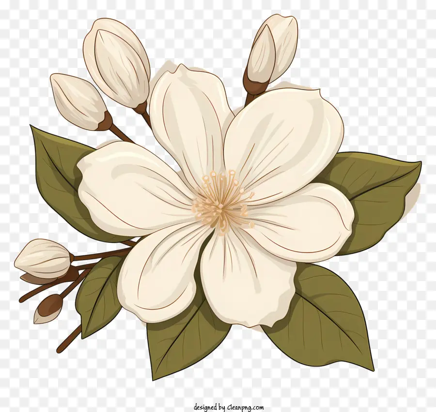 Flor Blanca，Cinco Pétalos PNG
