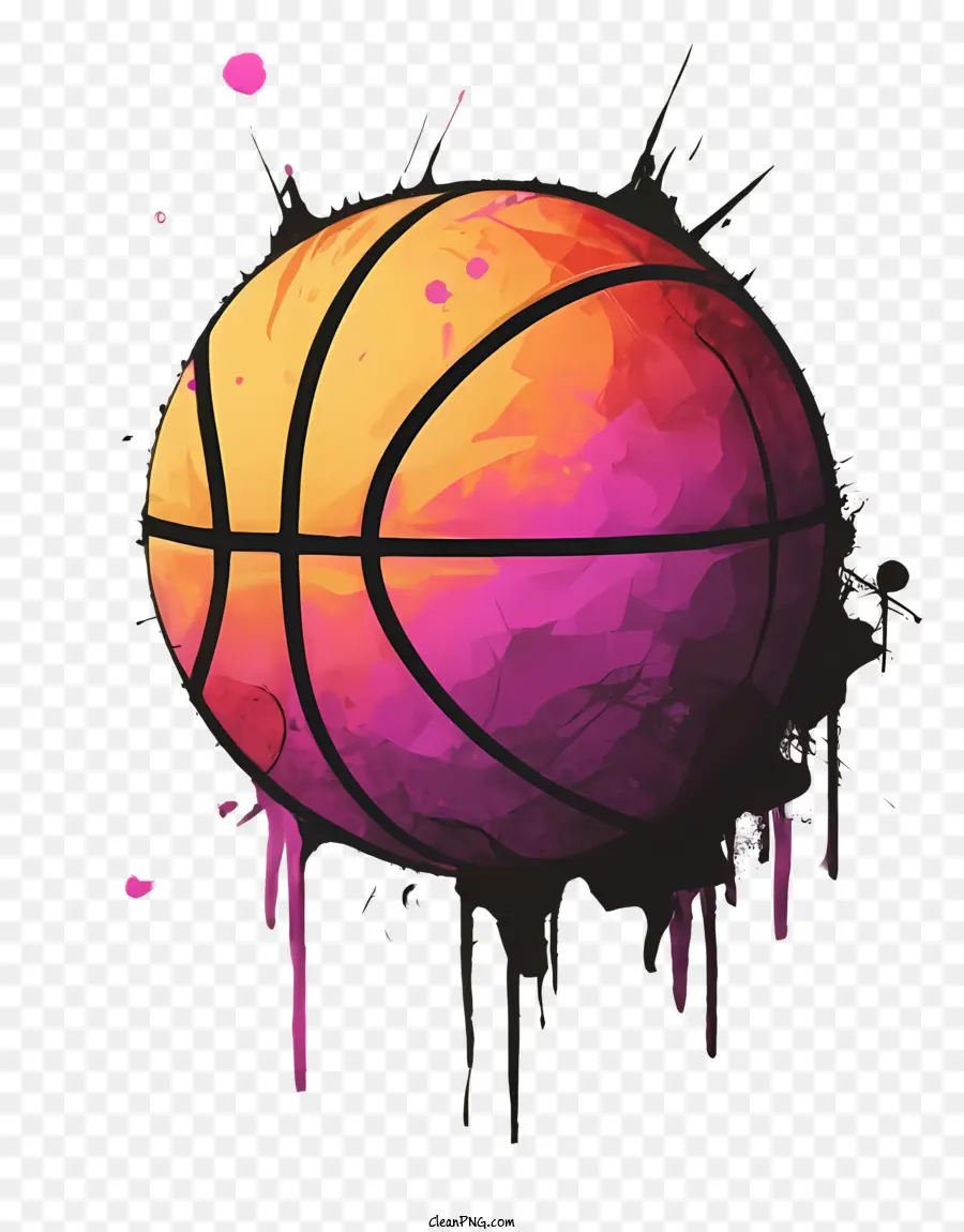 Baloncesto De Salpicaduras De Pintura，Baloncesto Colorido PNG