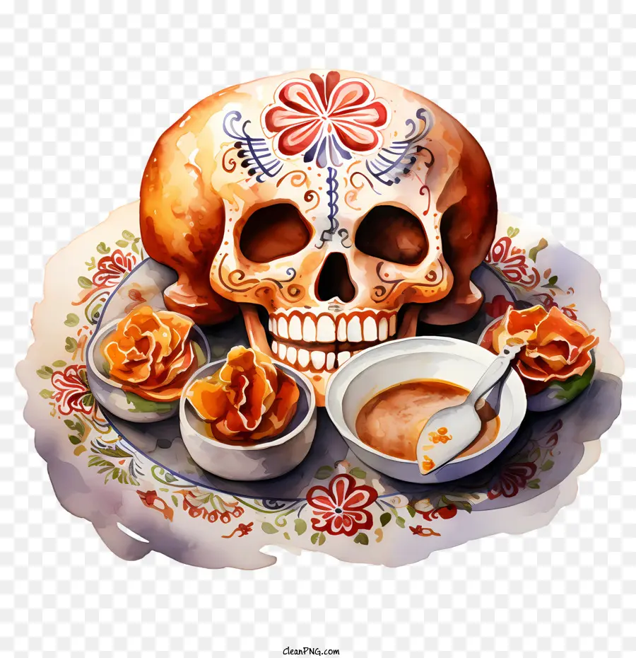 El Pan De Muerto，Cráneo Del Azúcar PNG