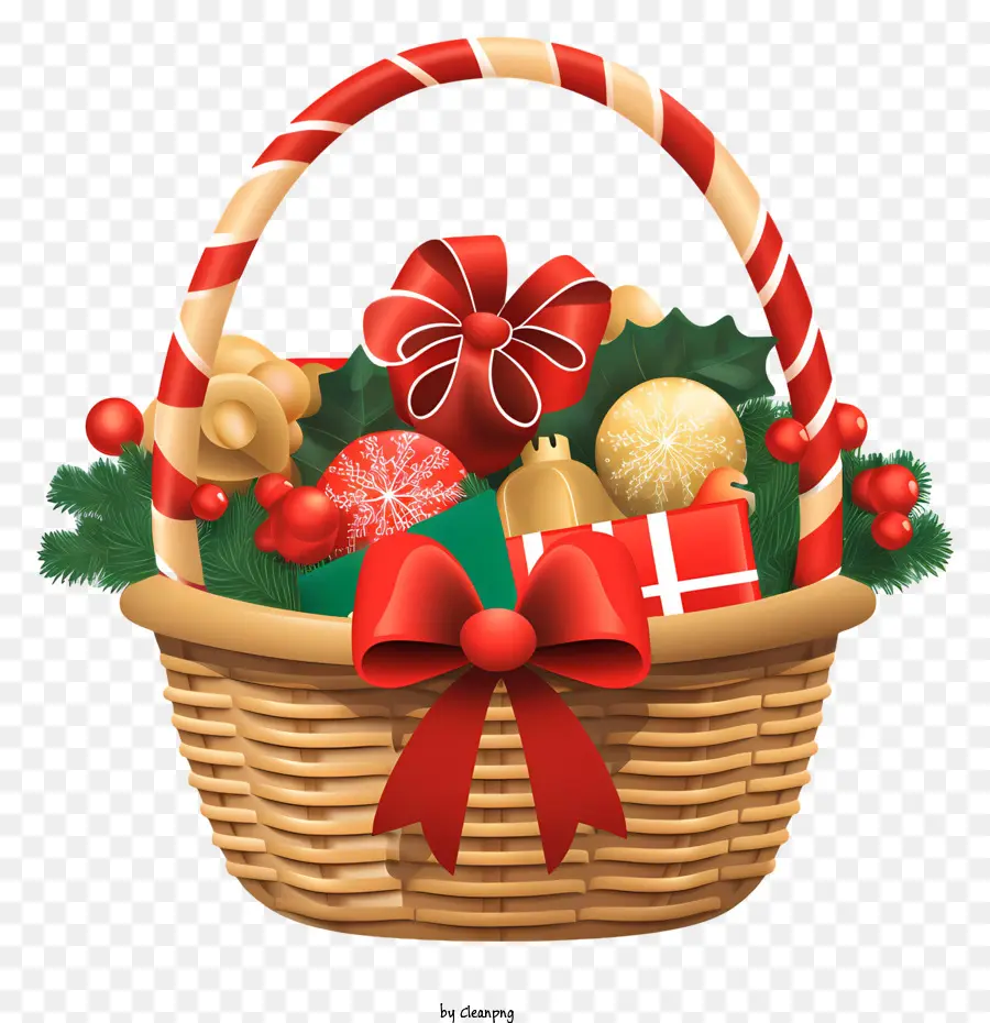 Decoraciones De Navidad，Wicker Basket PNG