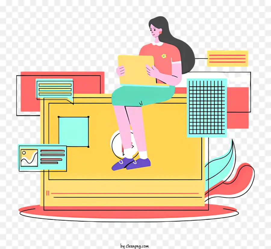 Mujer Que Trabaja，Estudio De Laptop PNG