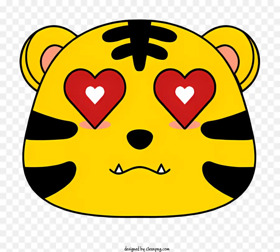 Tigre Amarillo，Corazones En Los Ojos Y Los Oídos PNG