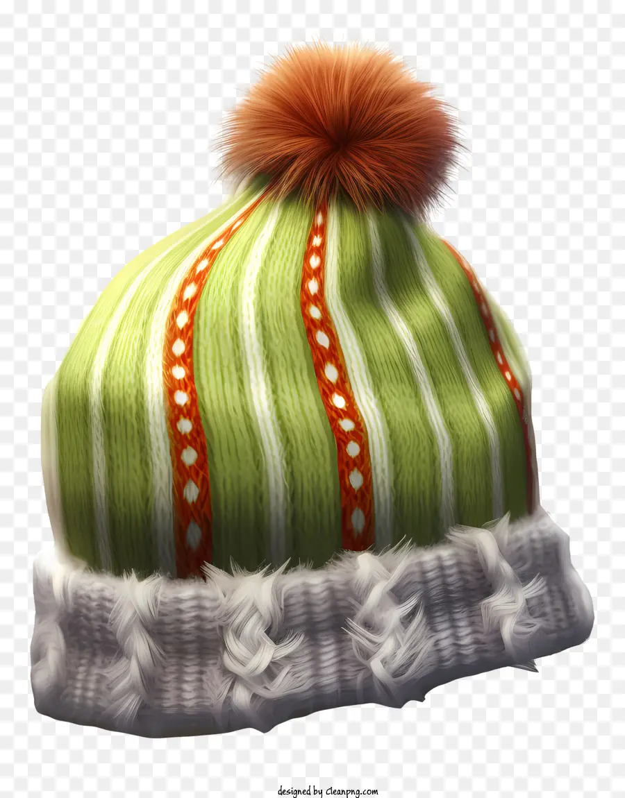 Sombrero De Rayas Verde Y Blanco，Knitted Hat PNG