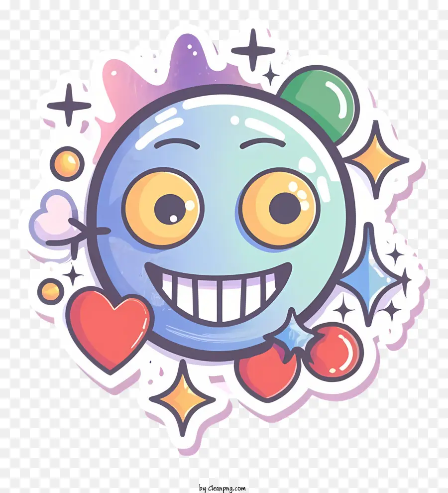 Sonriente Objeto Azul Redondo，Estrellas PNG