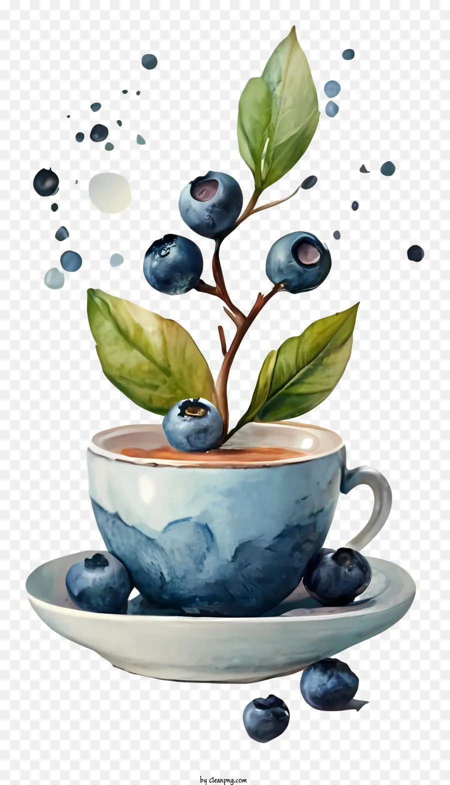 Taza De Te，Arándanos Y Té PNG