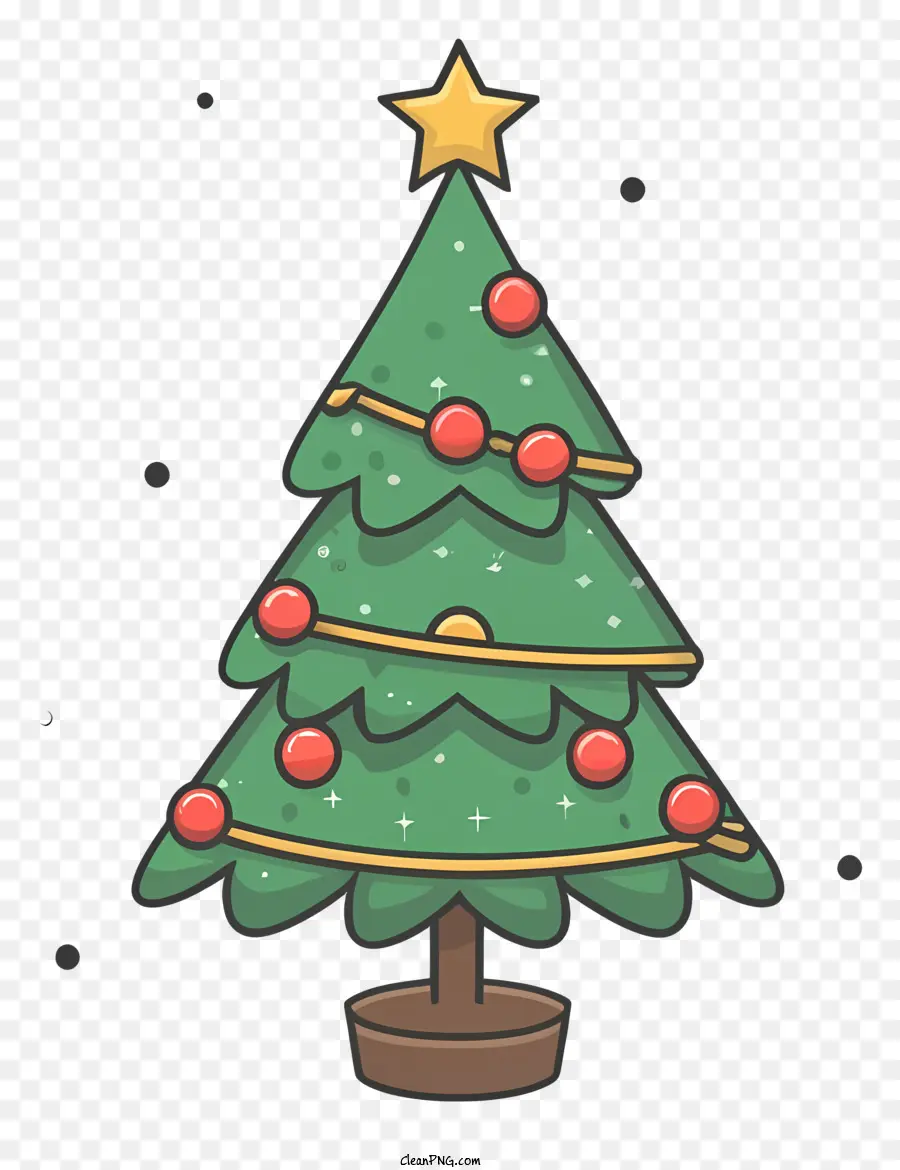 Verde árbol De Navidad，Adornos Rojos Y Dorados PNG