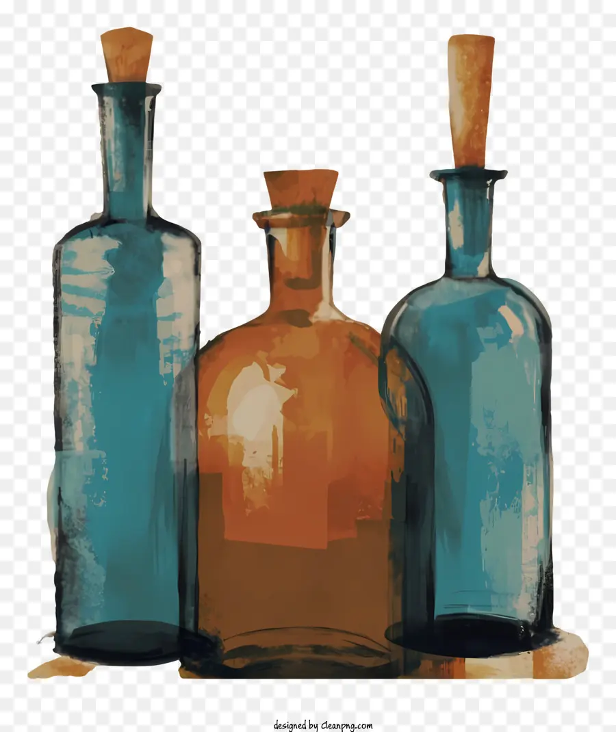 Pintura A La Acuarela，Botellas De Vidrio PNG