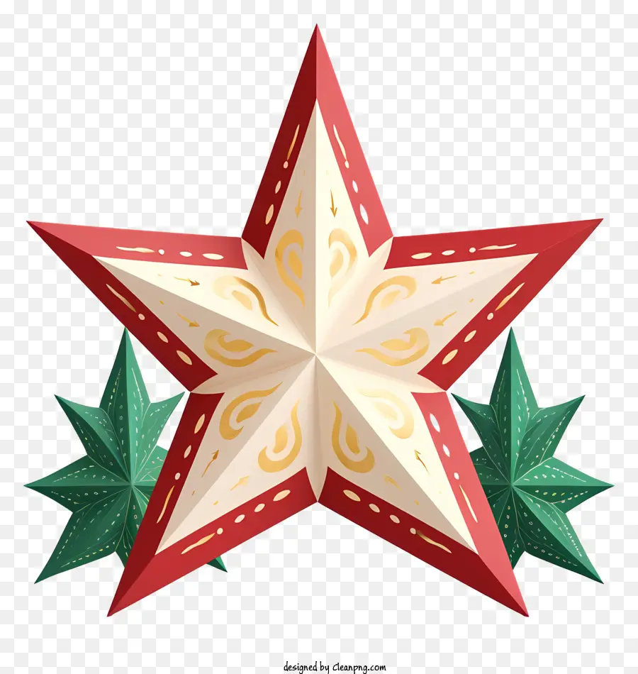Estrella Blanca Y Roja，Detalles De Oro PNG