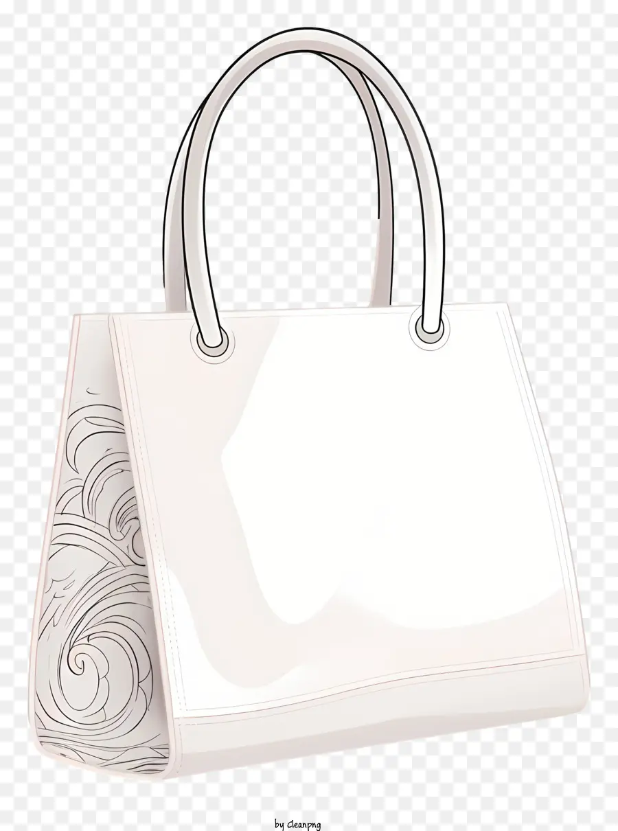 Bolso Blanco，Bolso Blanco Con Diseño Floral PNG