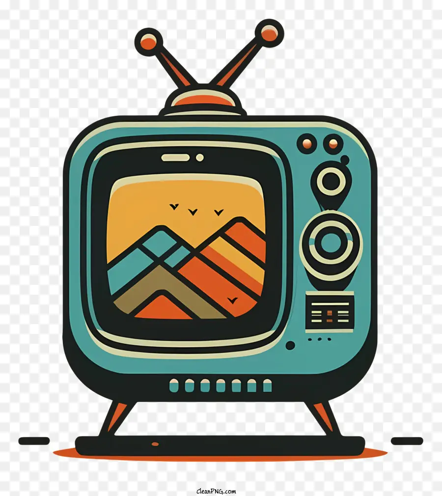 Vintage De Televisión，Pantalla En Blanco Y Negro PNG