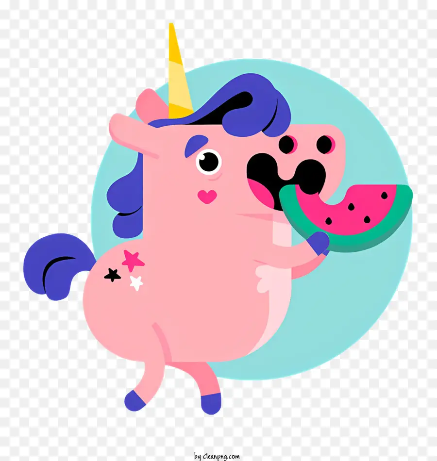 Unicornio Rosa，Azul Melena PNG