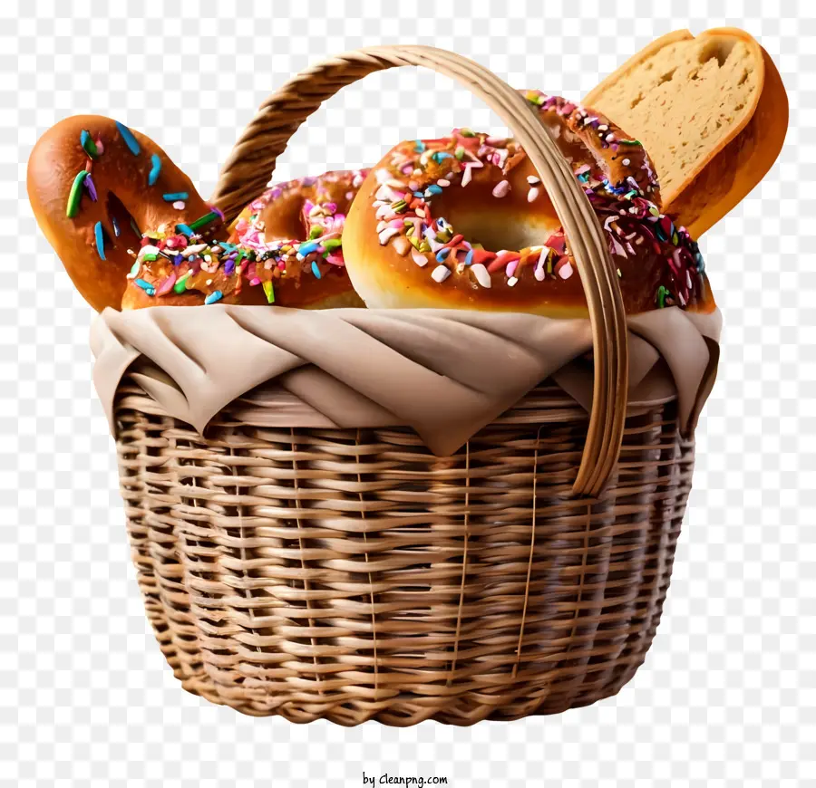 Donuts Recién Horneados，Cesta De Pasteles PNG