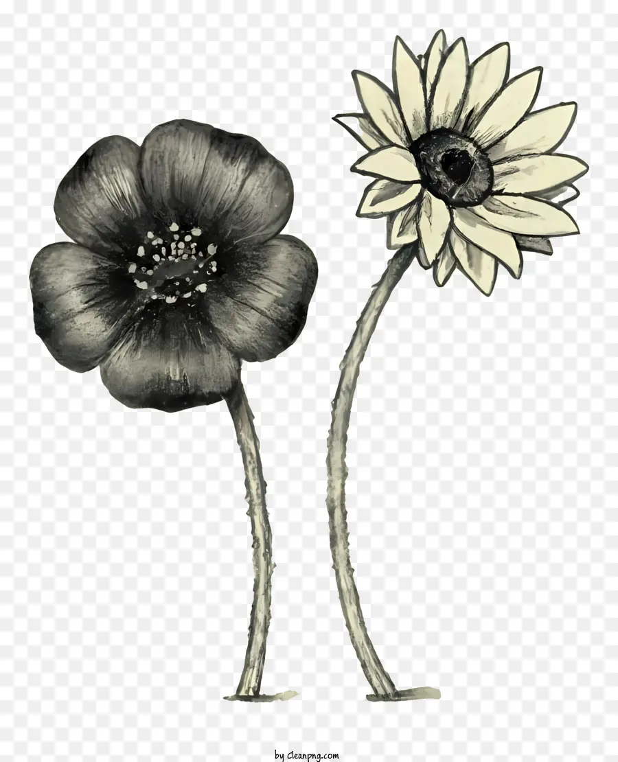 Dibujo En Blanco Y Negro，Flores En Blanco Y Negro PNG