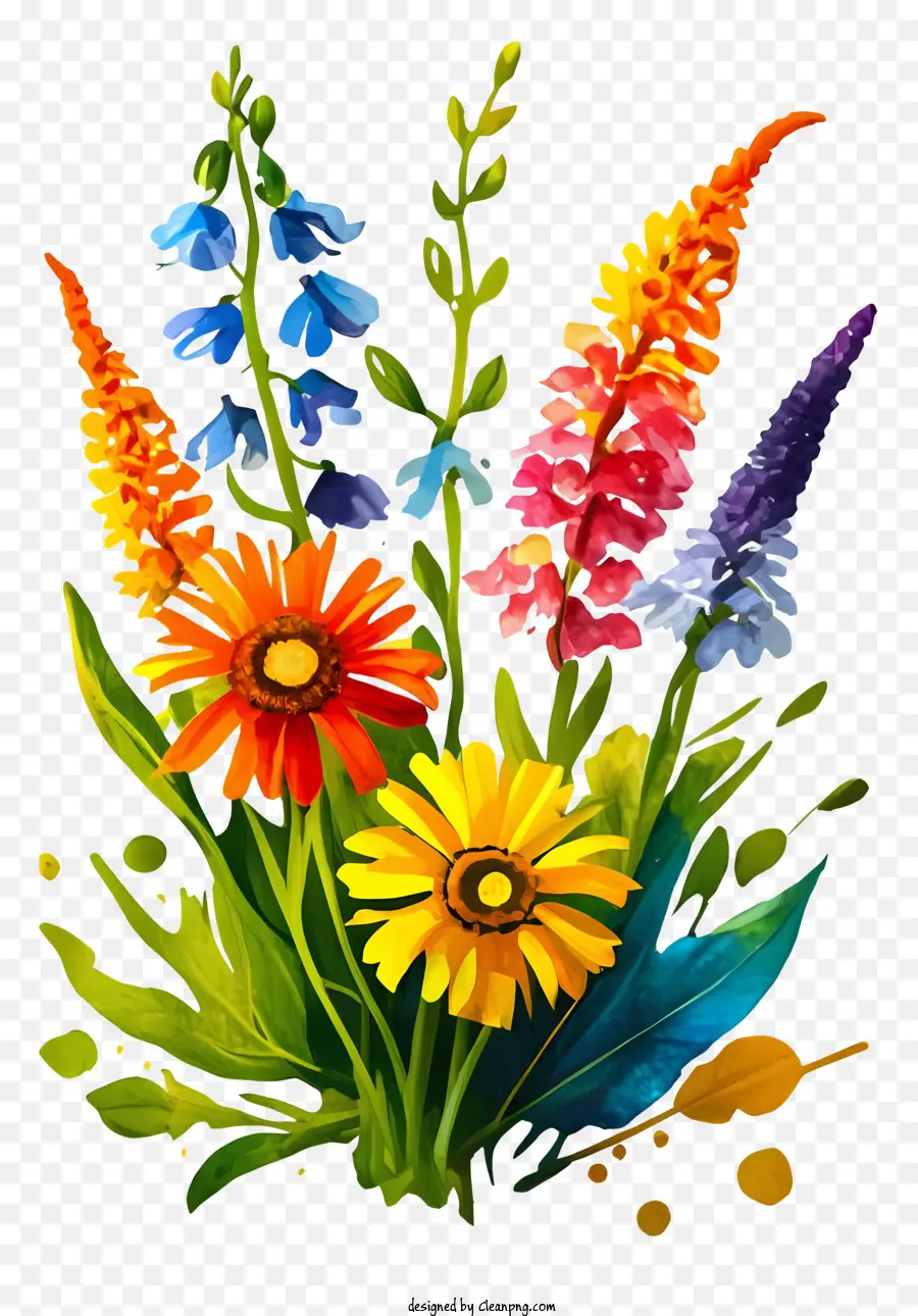 Bouquet Of Flowers，Flores Coloridas PNG