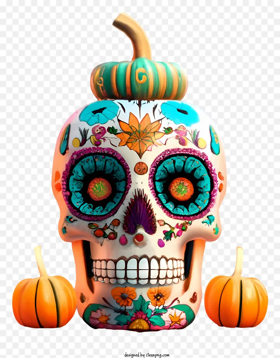 Calavera De Azúcar，Calavera Decorada PNG