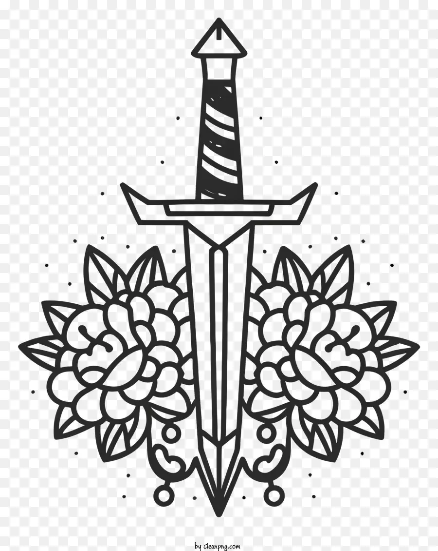 Diseño De Espada，Espada Con Flores PNG