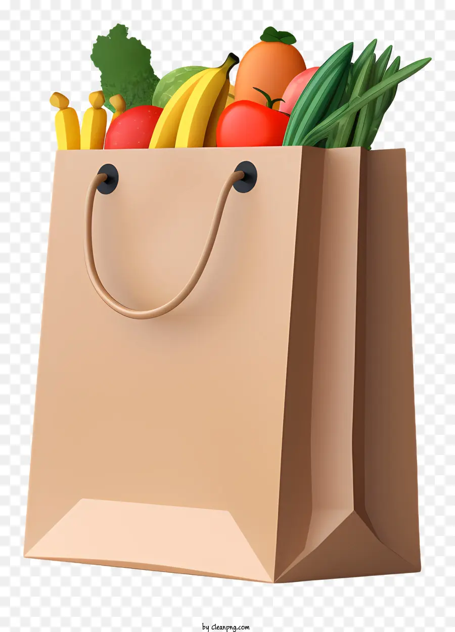 Bolsa De Compras De Papel Marrón，Frutas Y Verduras PNG