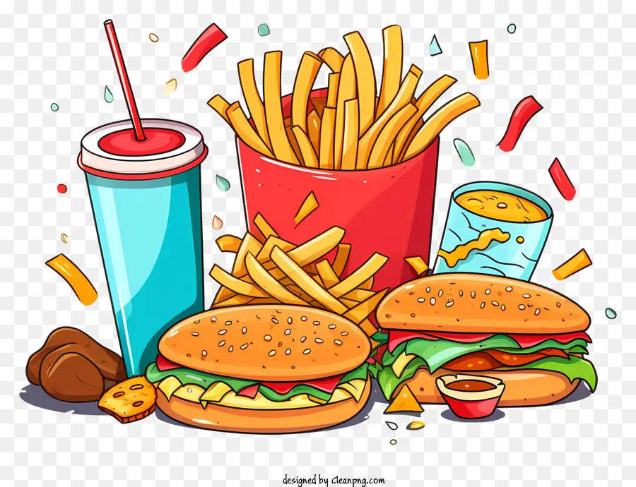 Ilustración Vectorial，Comida Rápida PNG