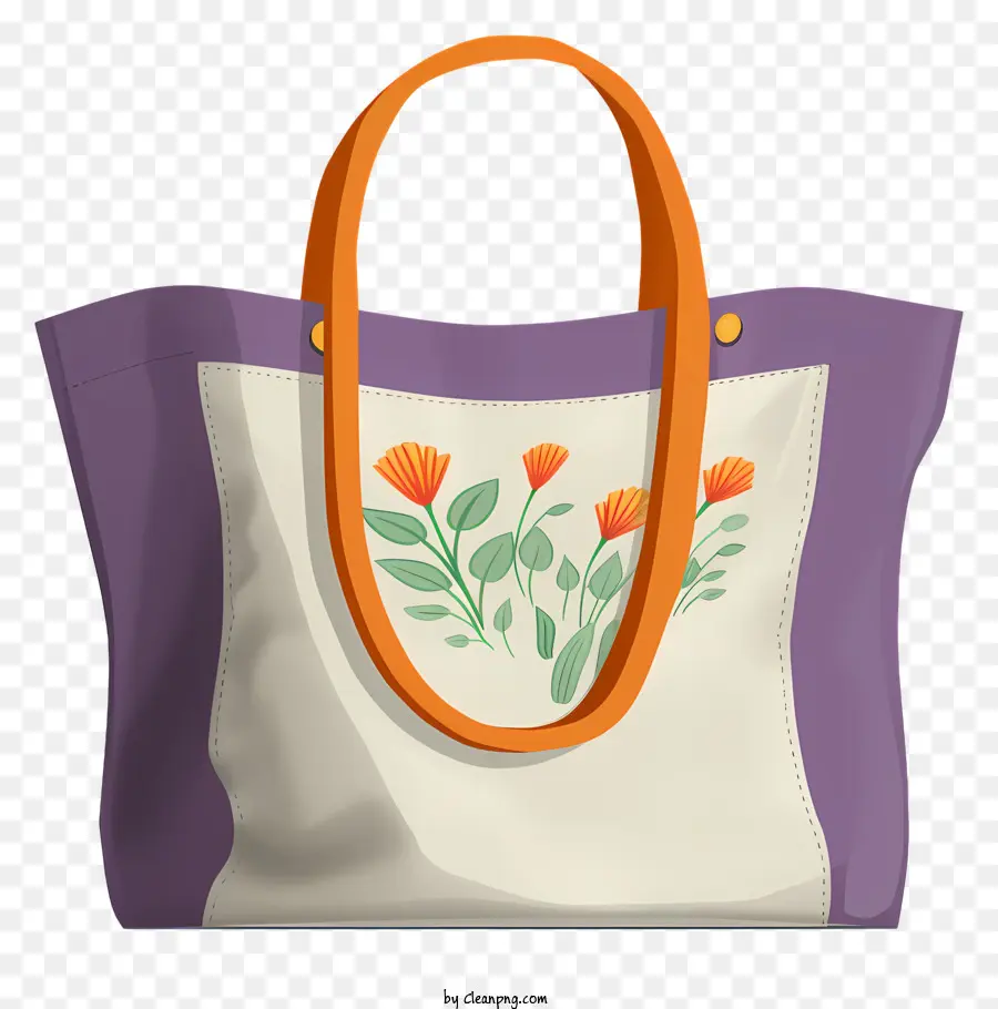 Bolso De Color Púrpura Y Blanco，Flores De Color Naranja PNG